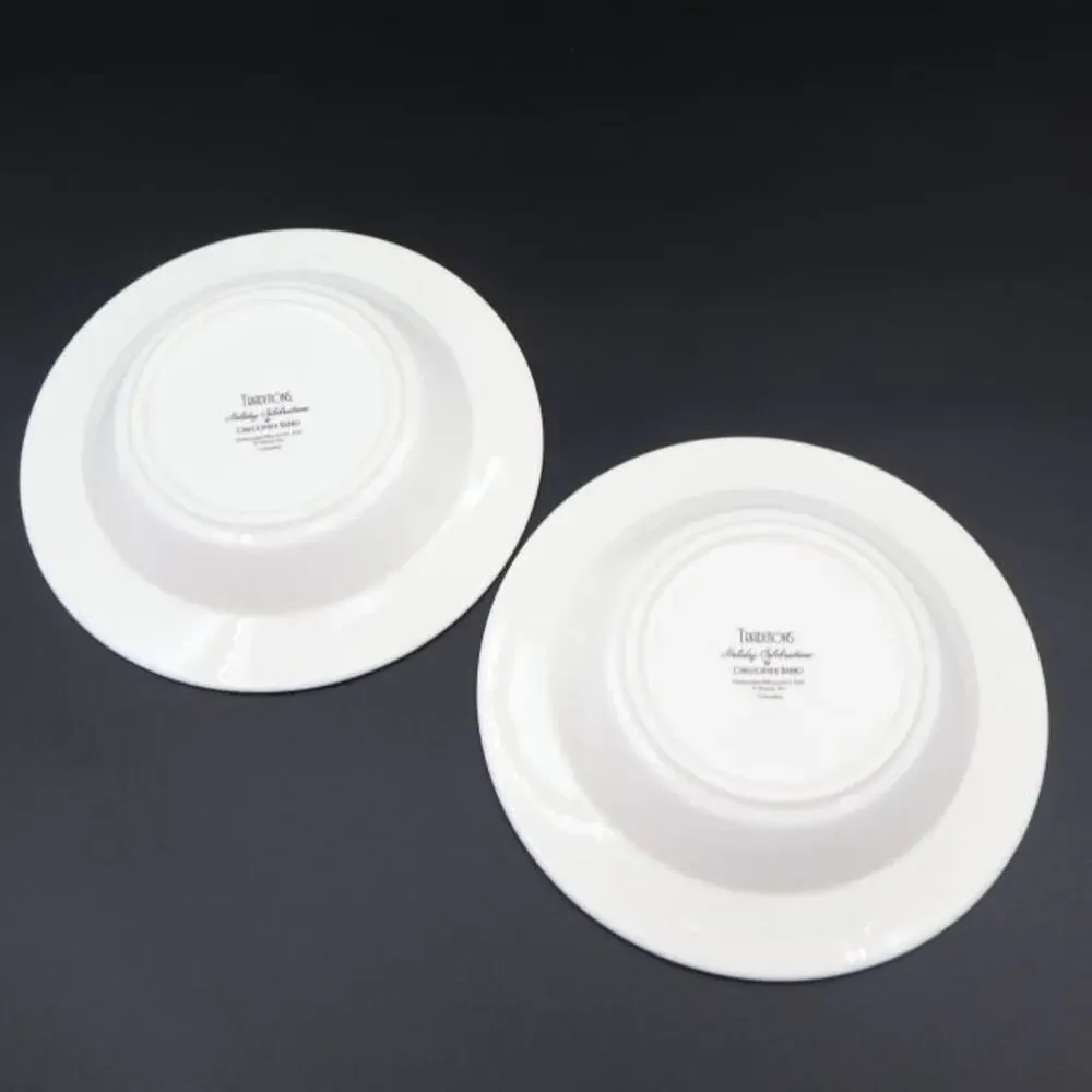 2 Christopher Radko Traditions Holiday Celebrations Rimmed Soup Bowls